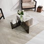 Hanah Home Glory Mesa de Centro de Cristal Templado y Madera en Nogal